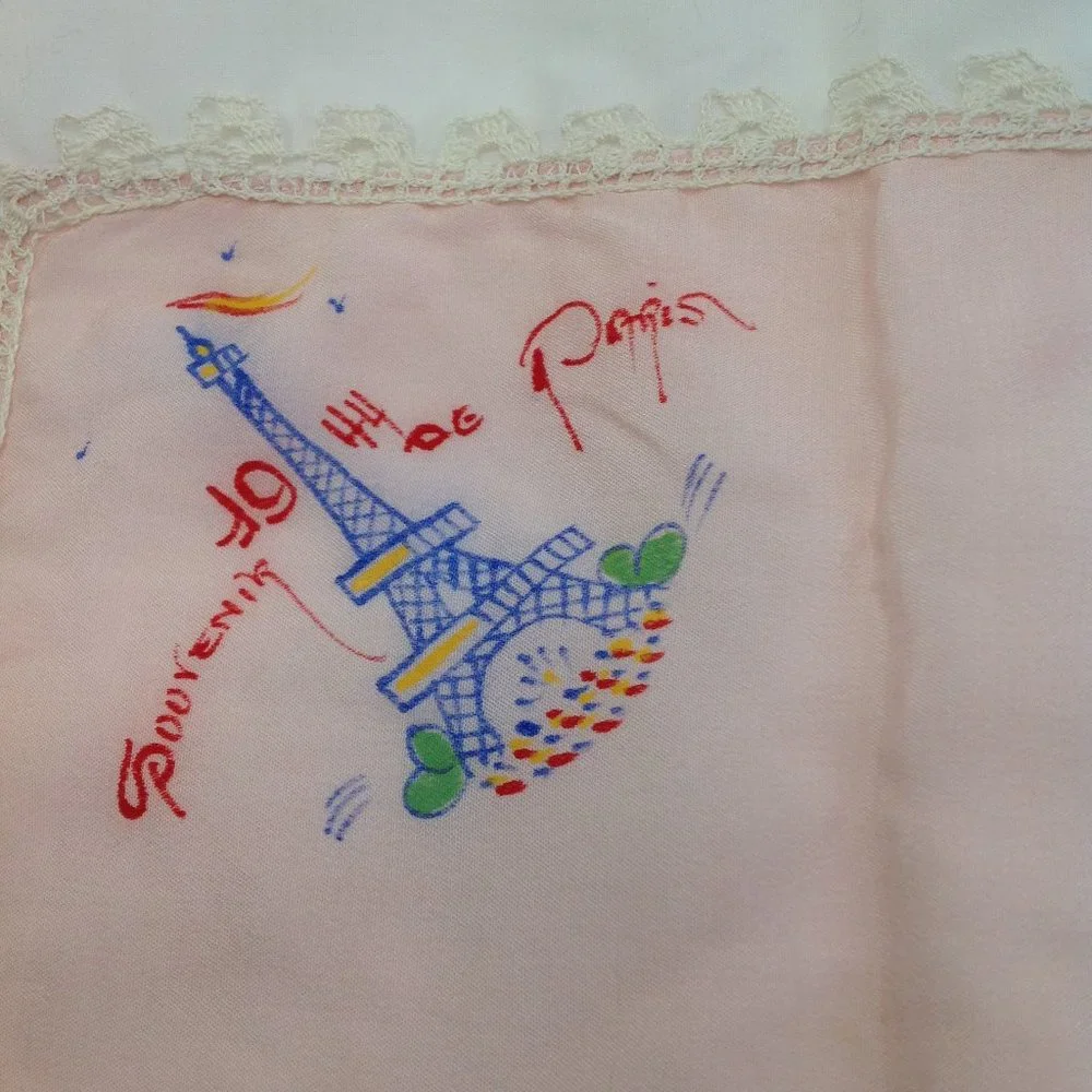 Paris Eiffel Tower Charm Decor Postcards Ribbon Hankie